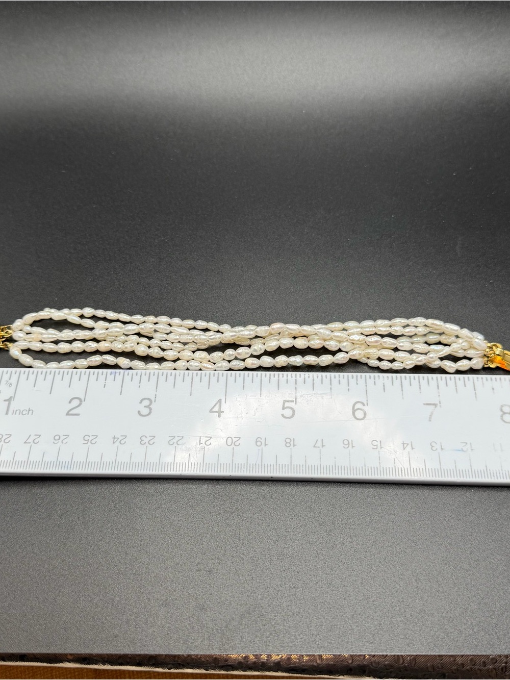 Freshwater Pearl Multistrand Bracelet #A151  appx 8” 6 strands gold tone - Picture 6 of 7
